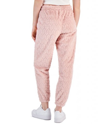 Juniors' Faux-Fur-Embossed Jogger Pants Dusty Pink $14.10 Pants