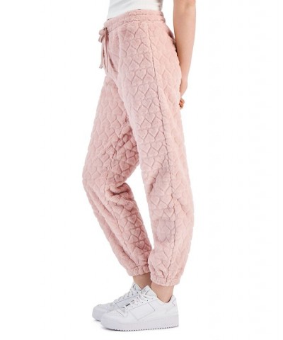 Juniors' Faux-Fur-Embossed Jogger Pants Dusty Pink $14.10 Pants