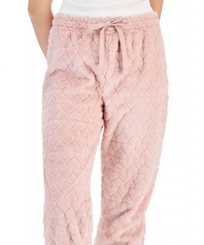 Juniors' Faux-Fur-Embossed Jogger Pants Dusty Pink $14.10 Pants