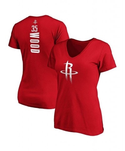 Women's Christian Wood Red Houston Rockets Playmaker Name Number V-Neck T-shirt Red $21.45 Tops