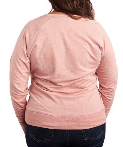 Trendy Plus Size Peanuts Easter Friends Long Sleeve Pullover Top Pink $12.47 Tops