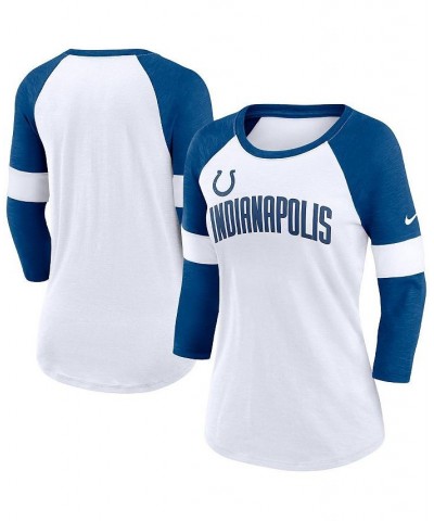 Women's Indianapolis Colts White Heathered Royal Football Pride Slub 3/4 Raglan Sleeve T-shirt White, Heather Royal $22.55 Tops