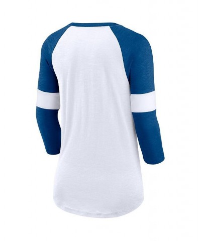 Women's Indianapolis Colts White Heathered Royal Football Pride Slub 3/4 Raglan Sleeve T-shirt White, Heather Royal $22.55 Tops