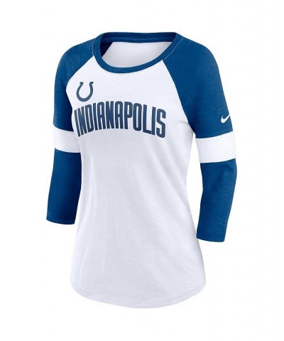 Women's Indianapolis Colts White Heathered Royal Football Pride Slub 3/4 Raglan Sleeve T-shirt White, Heather Royal $22.55 Tops