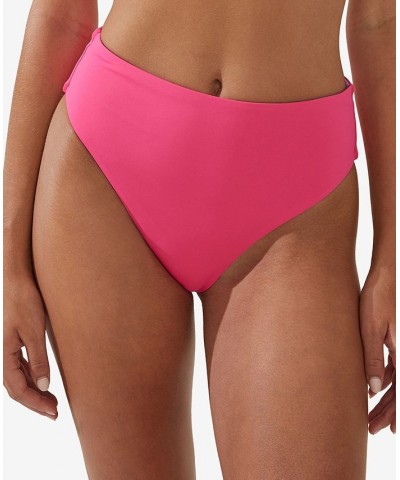 Women's Reversible High-Waist Bikini Bottom Pink $26.54 Swimsuits