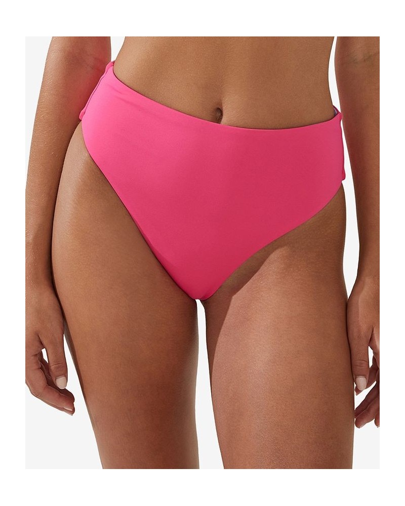 Women's Reversible High-Waist Bikini Bottom Pink $26.54 Swimsuits