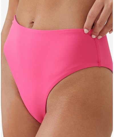 Women's Reversible High-Waist Bikini Bottom Pink $26.54 Swimsuits