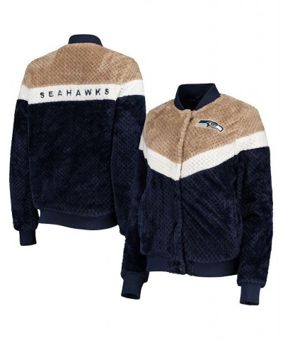 Women's College Navy Cream Seattle Seahawks Riot Squad Sherpa Full-Snap Jacket Navy, Cream $42.00 Jackets