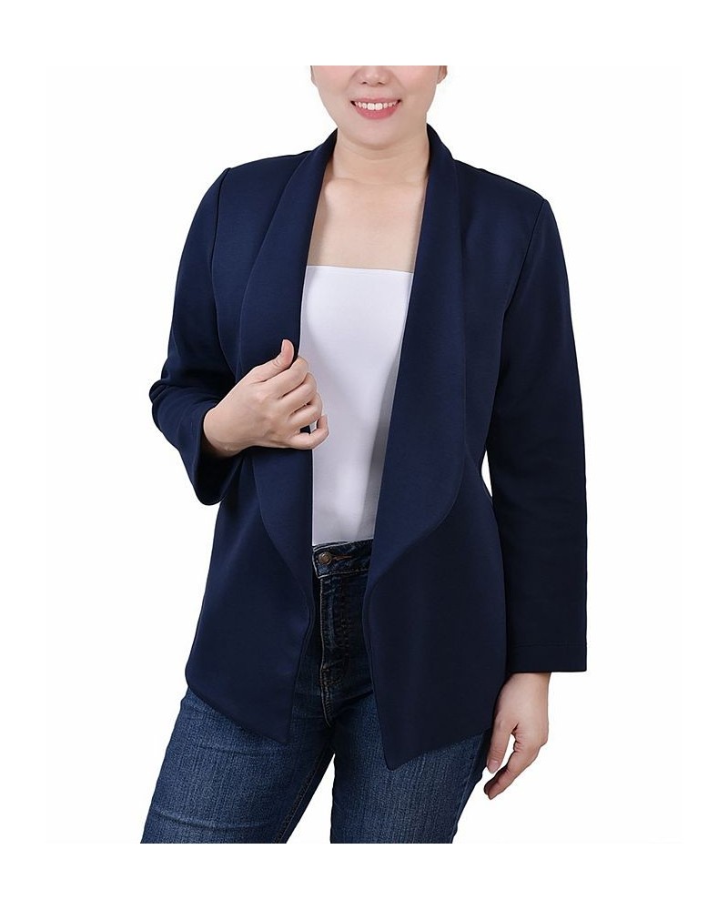 Petite 3/4 Sleeve Ponte Jacket Navy $16.83 Jackets