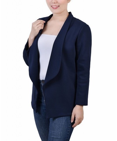 Petite 3/4 Sleeve Ponte Jacket Navy $16.83 Jackets