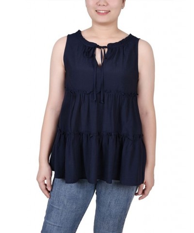 Petite Sleeveless Tiered Blouse Navy $29.64 Tops