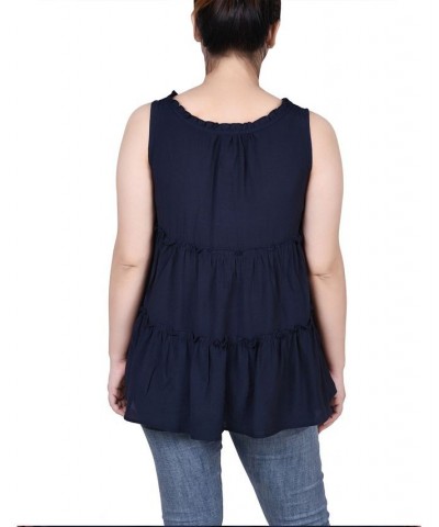 Petite Sleeveless Tiered Blouse Navy $29.64 Tops