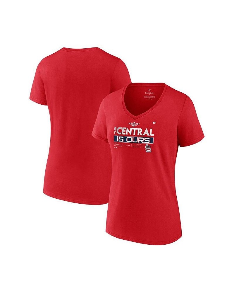 Women's Branded Red St. Louis Cardinals 2022 NL Central Division Champions Locker Room V-Neck T-shirt Red $22.00 Tops