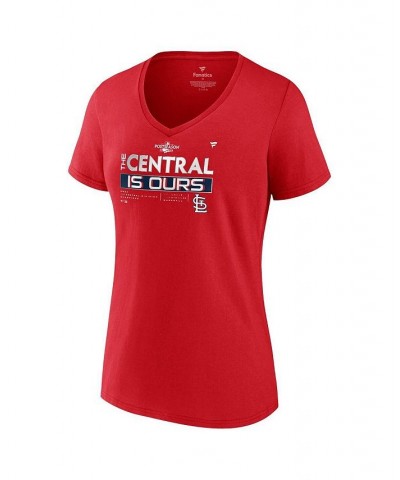 Women's Branded Red St. Louis Cardinals 2022 NL Central Division Champions Locker Room V-Neck T-shirt Red $22.00 Tops