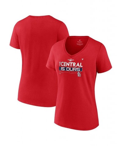 Women's Branded Red St. Louis Cardinals 2022 NL Central Division Champions Locker Room V-Neck T-shirt Red $22.00 Tops