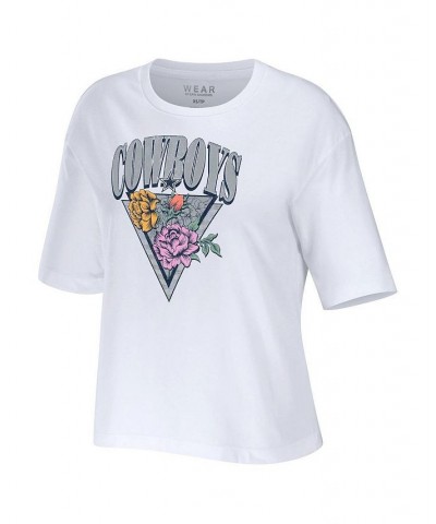 Women's White Dallas Cowboys Boxy Floral Cropped T-shirt White $20.00 Tops