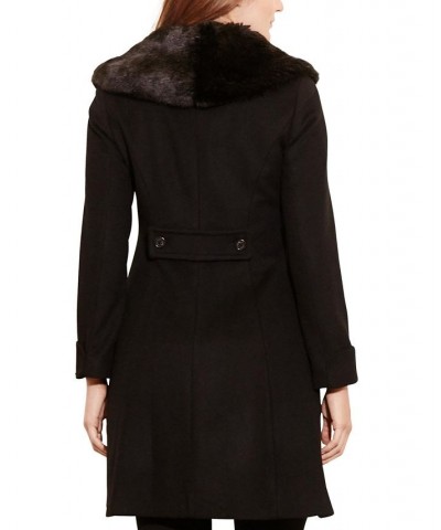 Women's Faux-Fur-Trim Walker Coat Black $91.20 Coats