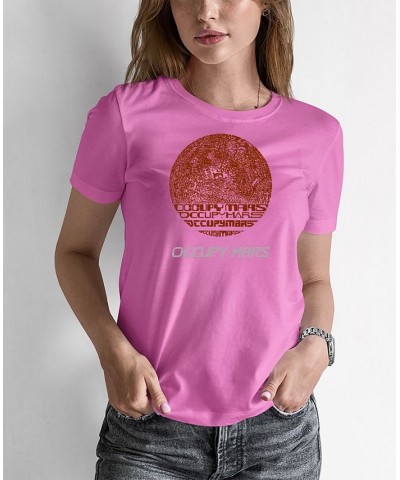 Women's Word Art Occupy Mars T-Shirt Pink $14.00 Tops