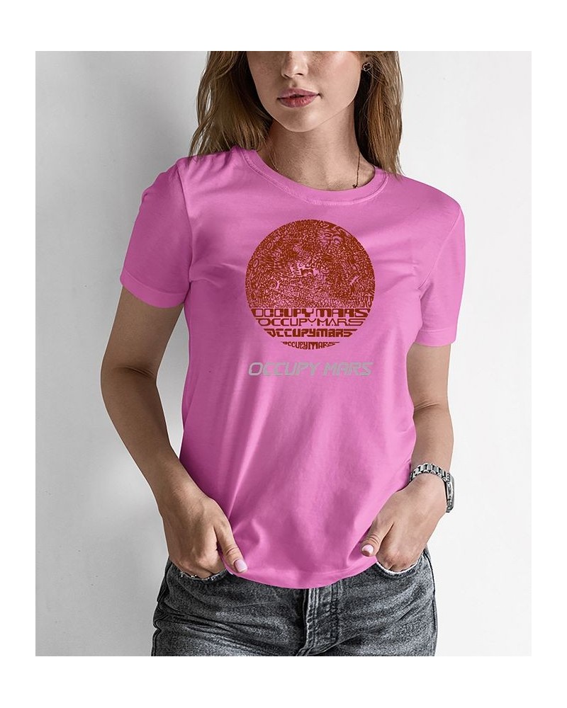 Women's Word Art Occupy Mars T-Shirt Pink $14.00 Tops