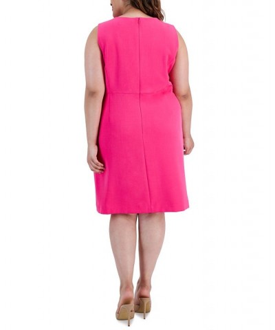 Plus Size Snap-Detail Sleeveless Slit-Hem Sheath Dress Pink Perfection $41.42 Dresses