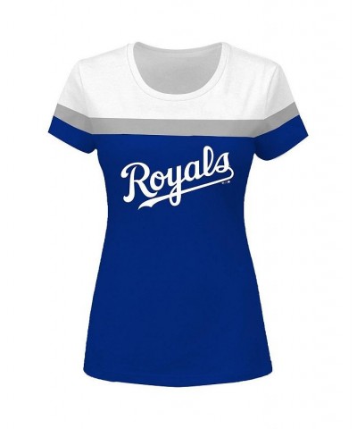 Women's White and Royal Kansas City Royals Plus Size Colorblock T-shirt White, Royal $20.16 Tops