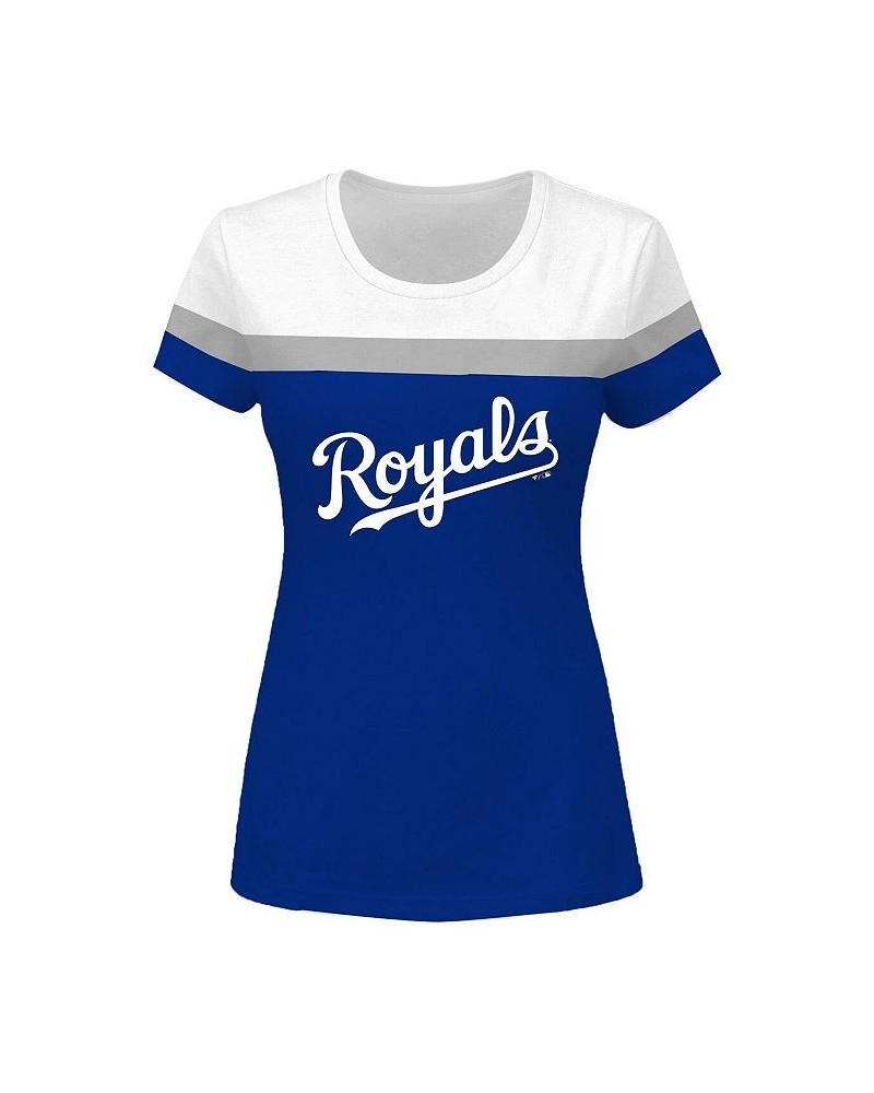 Women's White and Royal Kansas City Royals Plus Size Colorblock T-shirt White, Royal $20.16 Tops