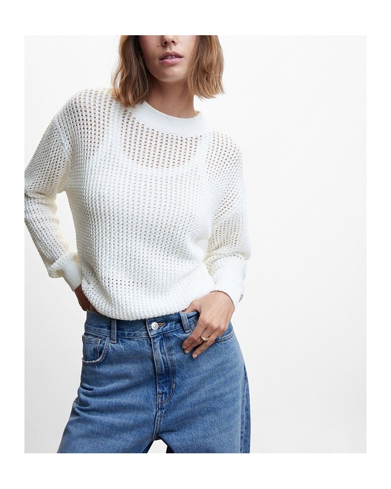 Women's Openwork Knit Sweater White $29.40 Sweaters