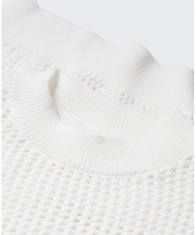 Women's Openwork Knit Sweater White $29.40 Sweaters