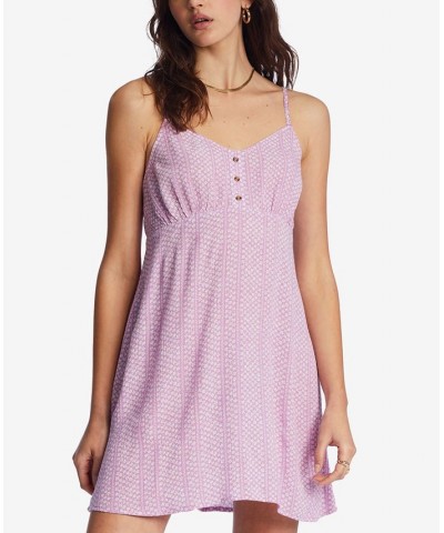 Juniors' As If Printed Sleeveless Mini Dress Lilac Dream $25.18 Dresses