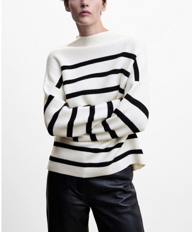 Women's Striped Rib Sweater Ecru $29.40 Sweaters