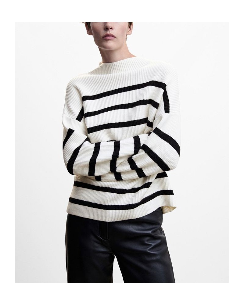 Women's Striped Rib Sweater Ecru $29.40 Sweaters