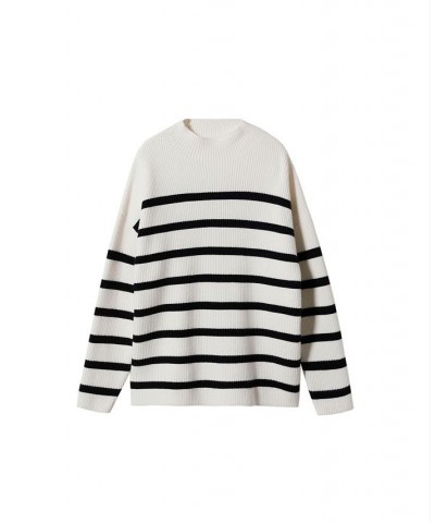 Women's Striped Rib Sweater Ecru $29.40 Sweaters