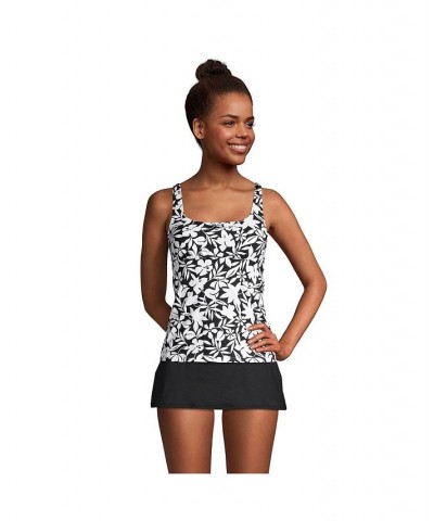 Women's Mastectomy Square Neck Tankini Swimsuit Top Adjustable Straps Black havana floral $45.73 Swimsuits