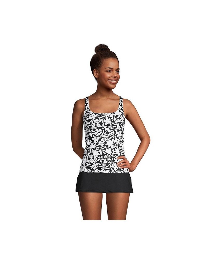 Women's Mastectomy Square Neck Tankini Swimsuit Top Adjustable Straps Black havana floral $45.73 Swimsuits