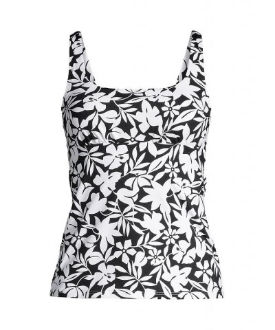 Women's Mastectomy Square Neck Tankini Swimsuit Top Adjustable Straps Black havana floral $45.73 Swimsuits