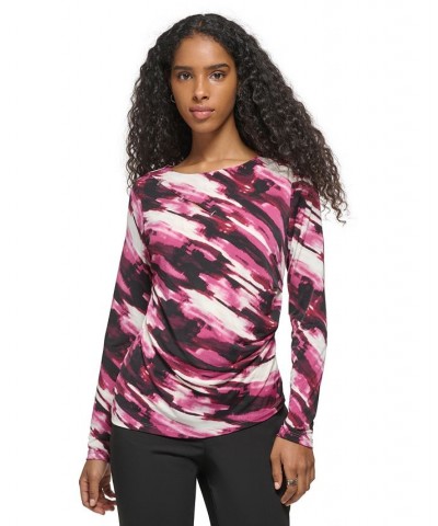 Women's Long Sleeve Printed Cutout Front Top Port Combo $29.99 Tops