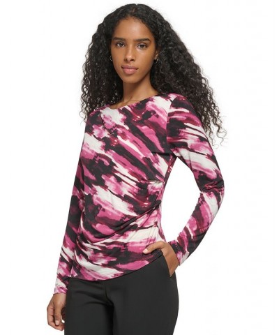 Women's Long Sleeve Printed Cutout Front Top Port Combo $29.99 Tops