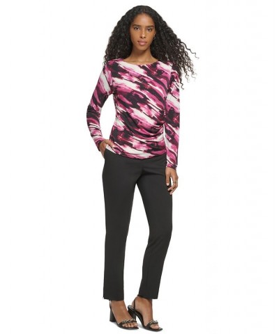 Women's Long Sleeve Printed Cutout Front Top Port Combo $29.99 Tops