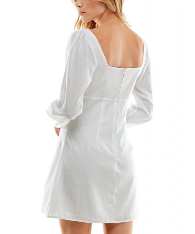 Juniors' Square-Neck Long-Sleeve A-Line Dress White $32.45 Dresses