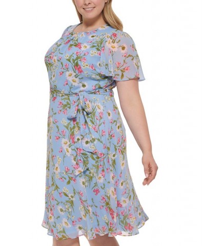 Plus Size Floral-Print Tie-Waist Dress Periwinkle Multi $51.23 Dresses