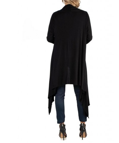 Long Sleeve Knee Length Open Maternity Cardigan Black $22.56 Sweaters