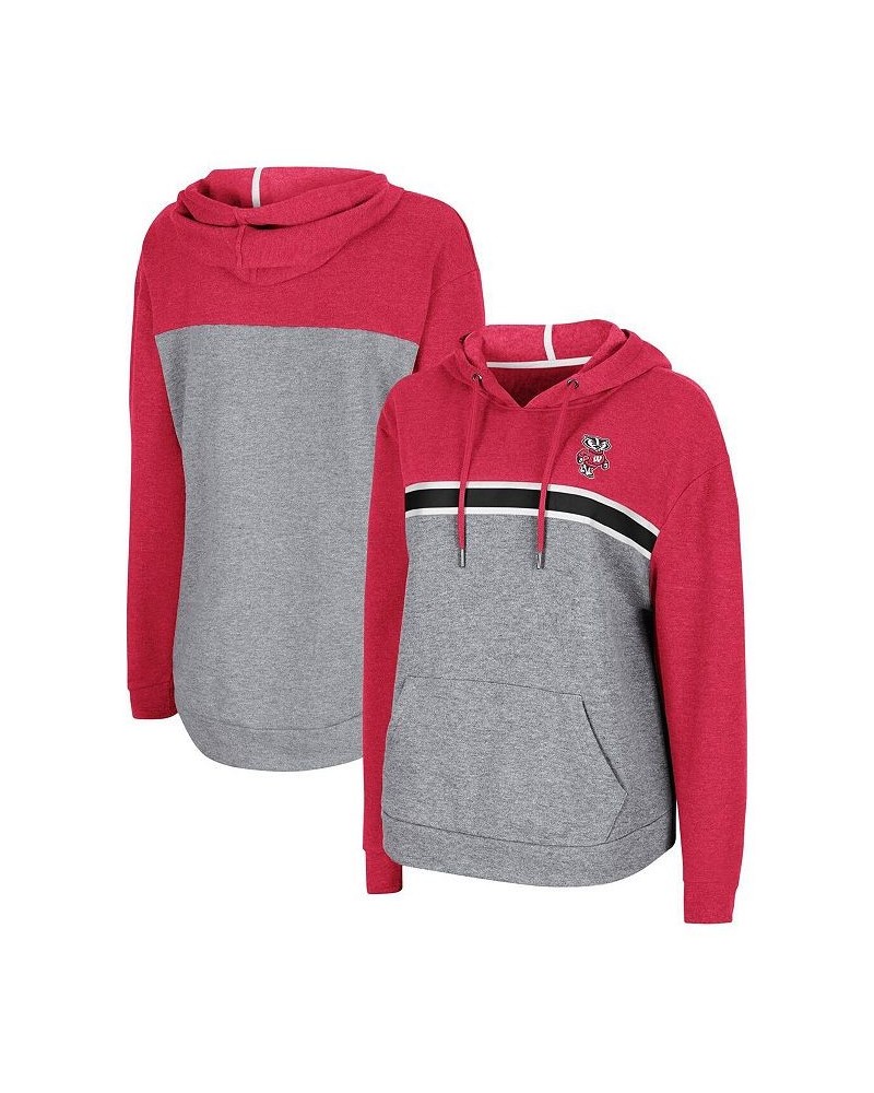 Women's Heathered Red Heathered Gray Wisconsin Badgers Pam Taping Pullover Hoodie Heathered Red, Heathered Gray $27.26 Sweats...