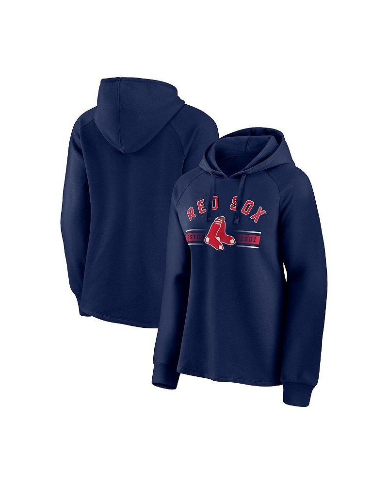 Women's Branded Navy Boston Red Sox Perfect Play Raglan Pullover Hoodie Navy $36.75 Sweatshirts