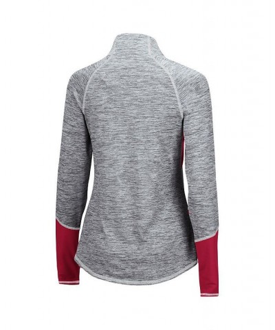 Women's Washington State Cougars Color Block Space-Dye Raglan Quarter-Zip Top Heathered Gray, Crimson $36.39 Sweatshirts