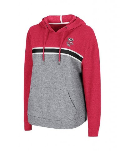 Women's Heathered Red Heathered Gray Wisconsin Badgers Pam Taping Pullover Hoodie Heathered Red, Heathered Gray $27.26 Sweats...