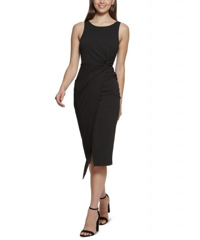 Twist-Front Scuba-Crepe Sheath Dress Black $49.50 Dresses