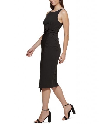 Twist-Front Scuba-Crepe Sheath Dress Black $49.50 Dresses