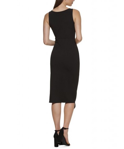 Twist-Front Scuba-Crepe Sheath Dress Black $49.50 Dresses