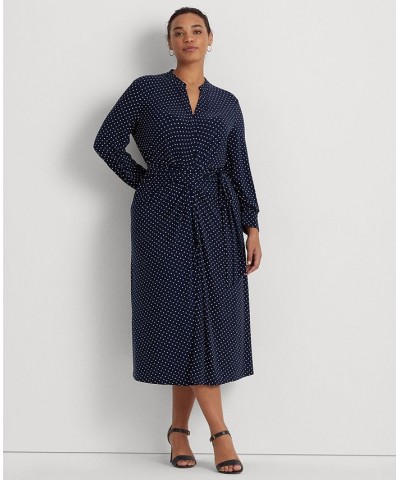 Plus Size Long Sleeve Shirtdress Navy/cream $85.80 Dresses