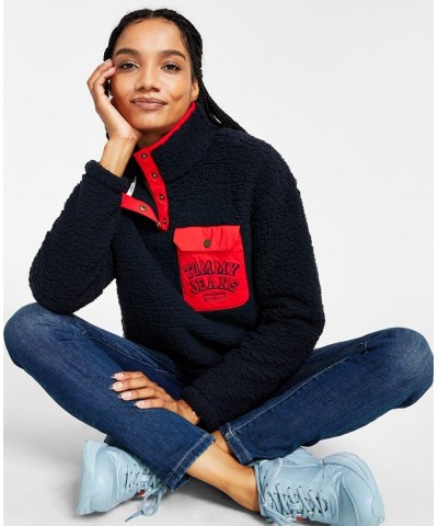 Women's Quarter-Snap Sherpa Pullover Sky Captain $37.48 Sweatshirts